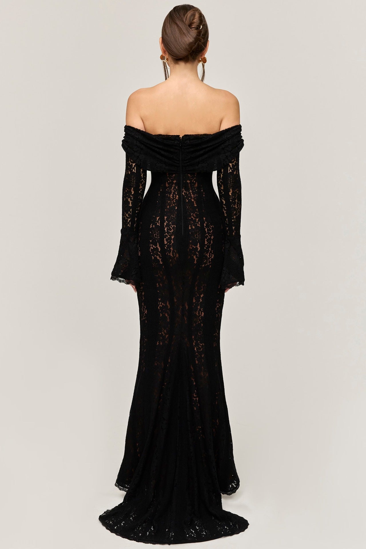 Ethereal Lace Off-Shoulder Maxi Dress